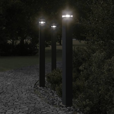 Lámparas de suelo de exterior 3 unidades aluminio negro 110 cm