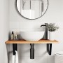 Estante de lavabo de pared acero y madera maciza de acacia