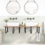 Estante de lavabo de pared acero y madera maciza de acacia