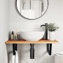 Estante de lavabo de pared acero y madera maciza de acacia