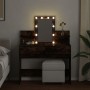 Tocador con luces LED color roble ahumado 100x40x130 cm