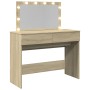 Tocador con luces LED color roble Sonoma 100x40x120 cm