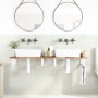Estante de lavabo de pared acero y madera maciza de acacia