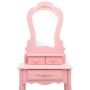 Juego de tocador y taburete madera paulownia rosa 50x59x136 cm