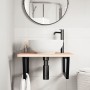 Estante de lavabo de pared de acero y madera maciza de haya