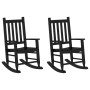 Mecedoras para niños 2 uds madera maciza de álamo negras