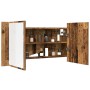 Armario con espejo LED madera ingeniería envejecida 90x12x45 cm