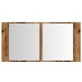 Armario con espejo LED madera ingeniería envejecida 90x12x45 cm