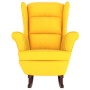 Silla mecedora patas de madera de caucho terciopelo amarillo