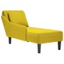 Tumbona con almohada y reposabrazo derecho terciopelo amarillo