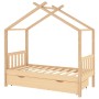 Estructura cama infantil con cajón madera pino maciza 80x160 cm