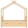 Estructura cama infantil con cajón madera pino maciza 80x160 cm