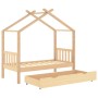 Estructura cama infantil con cajón madera pino maciza 80x160 cm