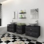 Conjunto de muebles de baño con lavabo y grifo 9 piezas negro