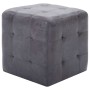 Puf 2 unidades piel de ante artificial gris 30x30x30 cm