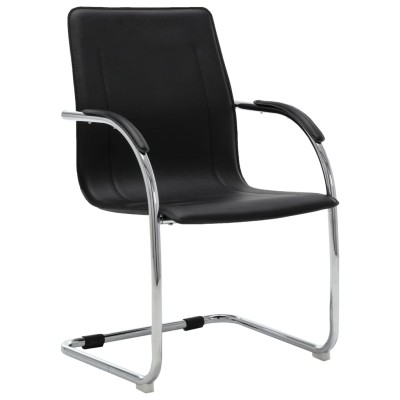 Silla de oficina voladiza de cuero sintético negra