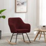 Silla mecedora de tela rojo vino tinto