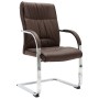 Silla de oficina voladiza de cuero sintético marrón