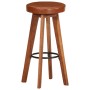 Taburetes de cocina 2 uds cuero auténtico madera maciza acacia