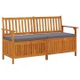 Banco de almacenaje con cojín madera maciza de acacia 148 cm