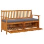 Banco de almacenaje con cojín madera maciza de acacia 148 cm