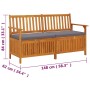 Banco de almacenaje con cojín madera maciza de acacia 148 cm