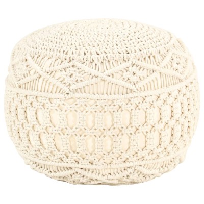 Puf de macramé hecho a mano algodón 45x30 cm
