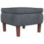 Taburete con patas de madera terciopelo gris oscuro