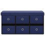 Banco de almacenaje plegable lino sintético azul 76x38x38 cm