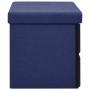 Banco de almacenaje plegable lino sintético azul 76x38x38 cm