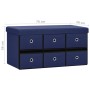 Banco de almacenaje plegable lino sintético azul 76x38x38 cm