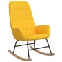 Silla mecedora de tela amarillo mostaza
