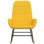 Silla mecedora de tela amarillo mostaza