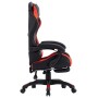 Silla gaming con reposapiés cuero sintético rojo y negro