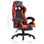 Silla gaming con reposapiés cuero sintético rojo y negro