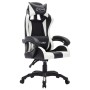 Silla gaming con luces LED RGB cuero sintético blanco y negro