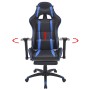 Silla de oficina racing reclinable con reposapiés azul