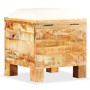 Banco de almacenamiento de madera reciclada maciza 40x40x45 cm