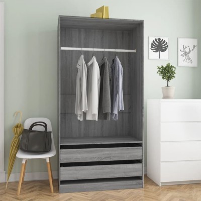 Armario de madera contrachapada gris Sonoma 100x50x200 cm