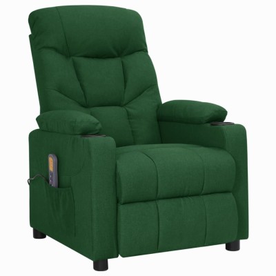 Sillón de masaje de tela verde oscuro