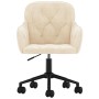Silla de oficina giratoria de terciopelo color crema