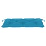 Banco de jardín madera maciza de teca y cojín azul claro 112 cm