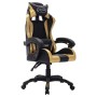 Silla gaming con luces LED RGB cuero sintético dorado y negro