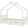 Estructura cama niños y cajones madera maciza blanca 90x200 cm