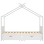 Estructura cama niños y cajones madera maciza blanca 90x200 cm