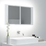 Armario espejo de baño LED acrílico blanco brillo 80x12x45 cm