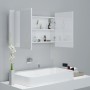 Armario espejo de baño LED acrílico blanco brillo 80x12x45 cm