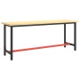 Estructura banco de trabajo metal negro y rojo mate 190x50x79cm
