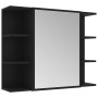 Armario de espejo de baño contrachapada negro 80x20,5x64 cm
