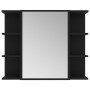 Armario de espejo de baño contrachapada negro 80x20,5x64 cm